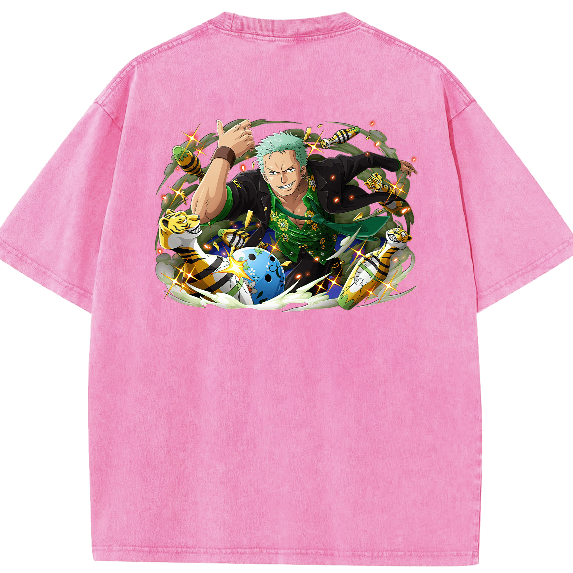 ワンピース ロロノア・ゾロ ONE PIECE Roronoa Zoro 綿100% ヴィンテージ風 半袖Tシャツ（背面プリント）
